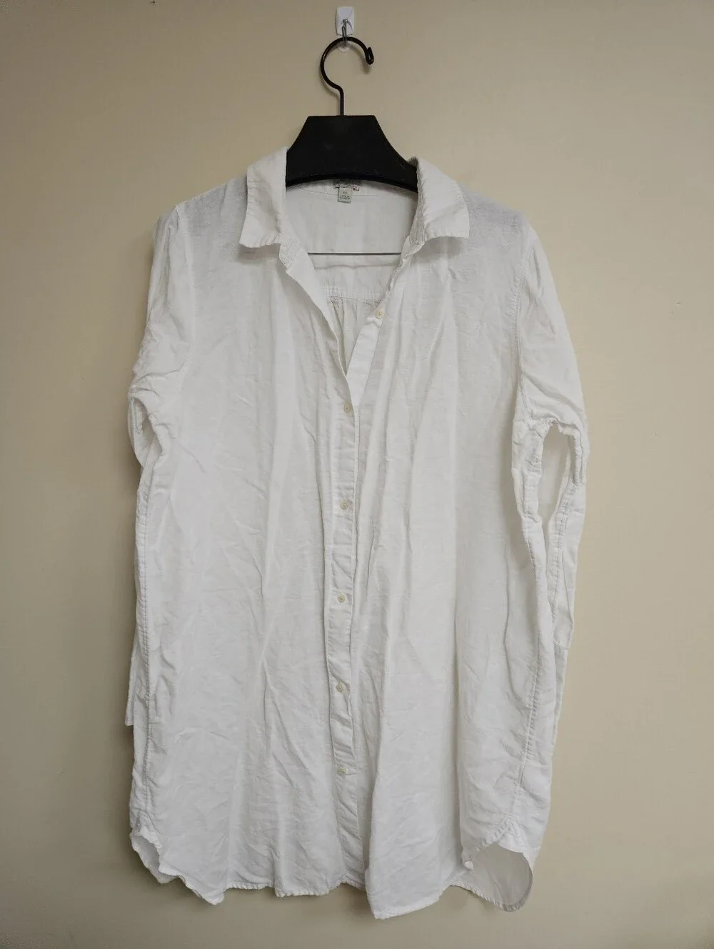 J. Crew Relaxed-Fit Beach Shirt in Linen-Cotton Blend Shirt Coverup White Sz XXL